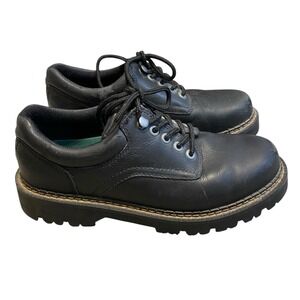 Vintage Y2K Chunky Men Shoes 9M Black Platform Lug Sole Bass Bellows Work Wear